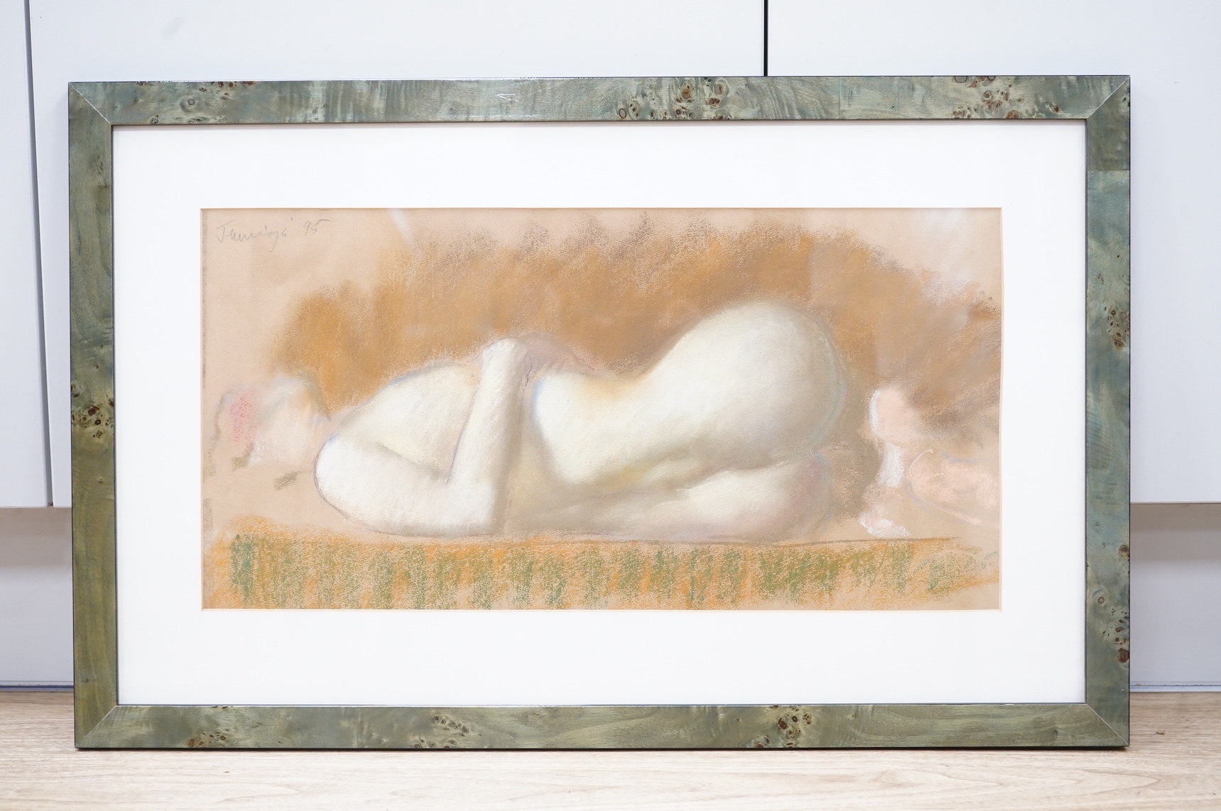 Toby Jennings (20th. C), Study of a nude woman, signed and dated '95, pastel, 27 x 53cm